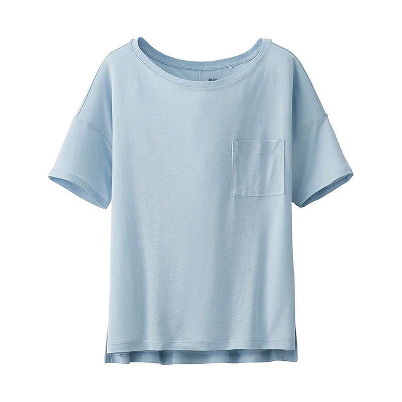 女装 莫代尔麻混纺t恤(短袖) 136277 优衣库uniqlo 浅蓝色 165/92a(xl