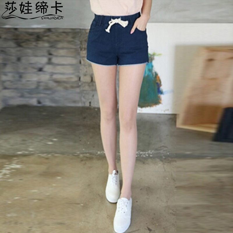 莎娃缔卡 韩版女装牛仔短裤2015新款女生显瘦修身低腰