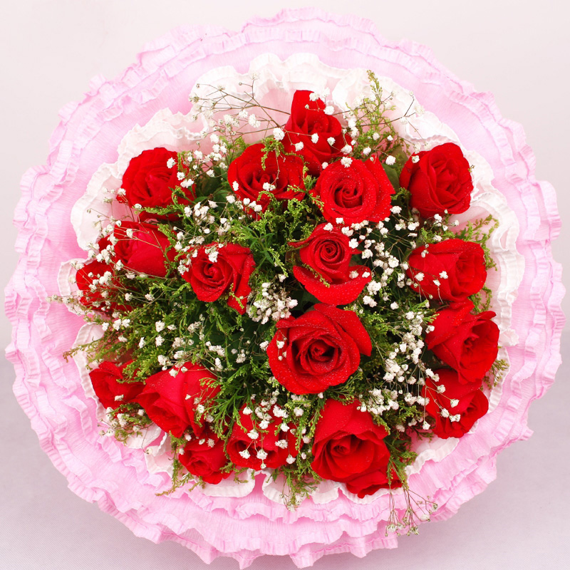 鲜花速递 19朵红玫瑰花束 生日鲜花速递 北京广州上海深圳武汉鲜花