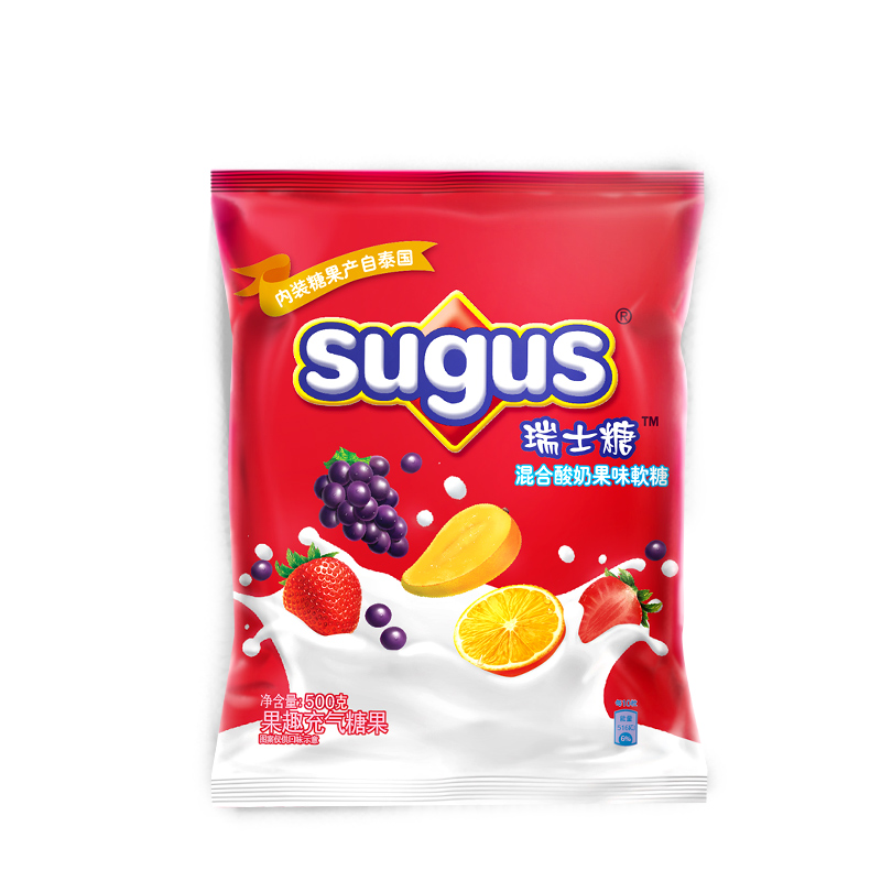 瑞士糖(sugus)混合酸奶果味软糖500g袋装 零食婚庆喜糖散装约166颗