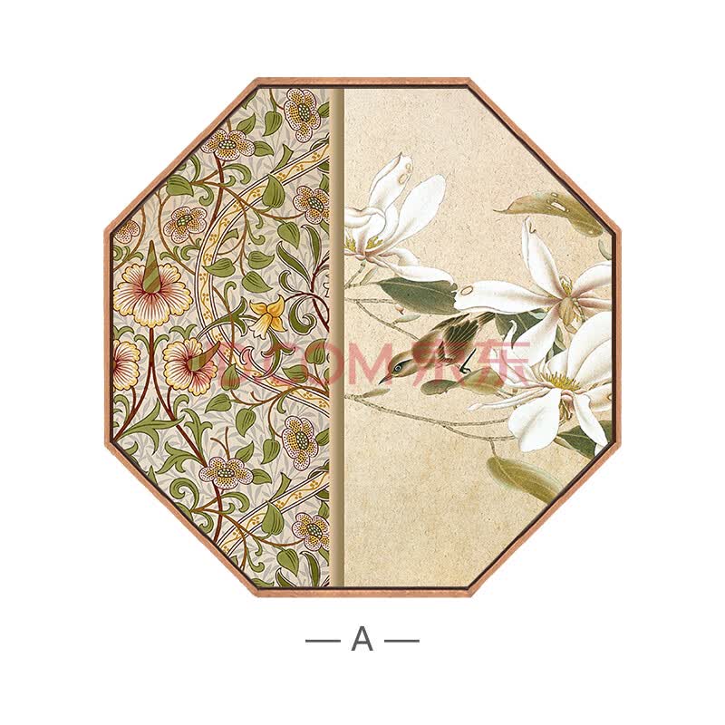 八边形装饰画玄关挂画客厅背景墙画书房过道走廊中国风新中式壁画A 40 