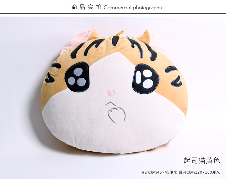 飞天 短毛绒卡通抱枕被子两用靠垫被 办公午休被 枕头被 礼品 1.2*1.6米 灰色