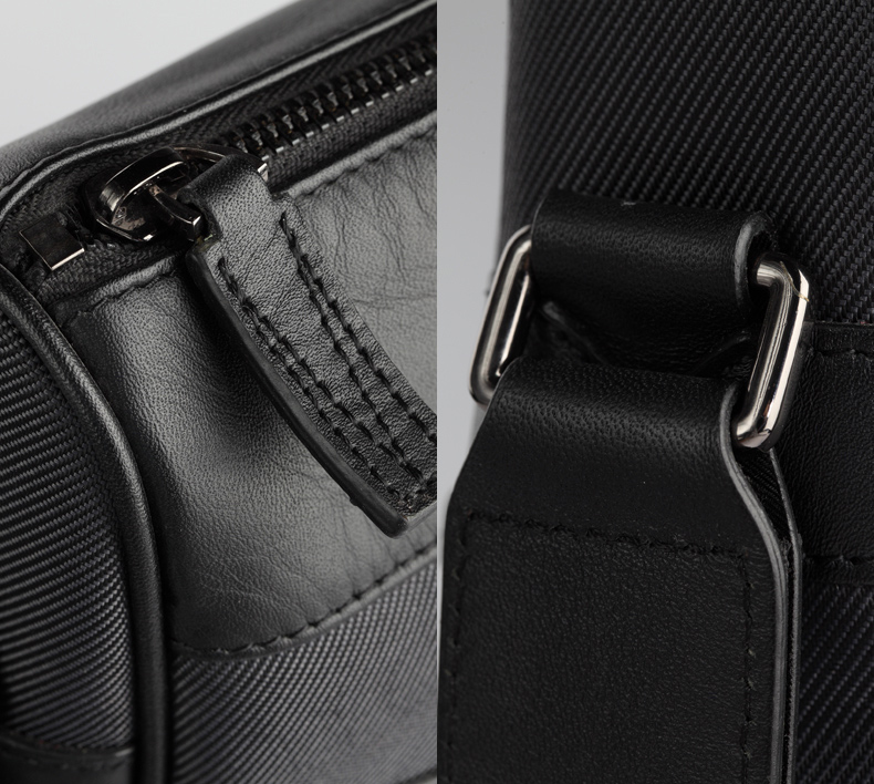 vicutu威可多 商务休闲男包黑色竖款单肩包斜挎包vwm12105412t001