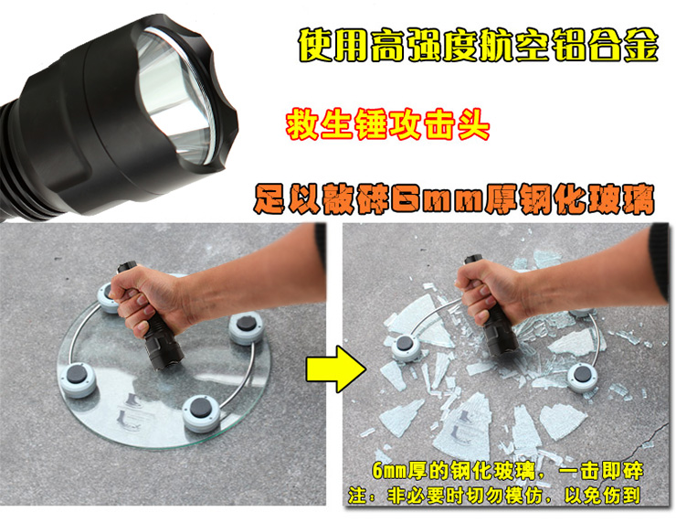 亚马逊应急灯LED强光手电筒充电防水远射用A8 钛黑色