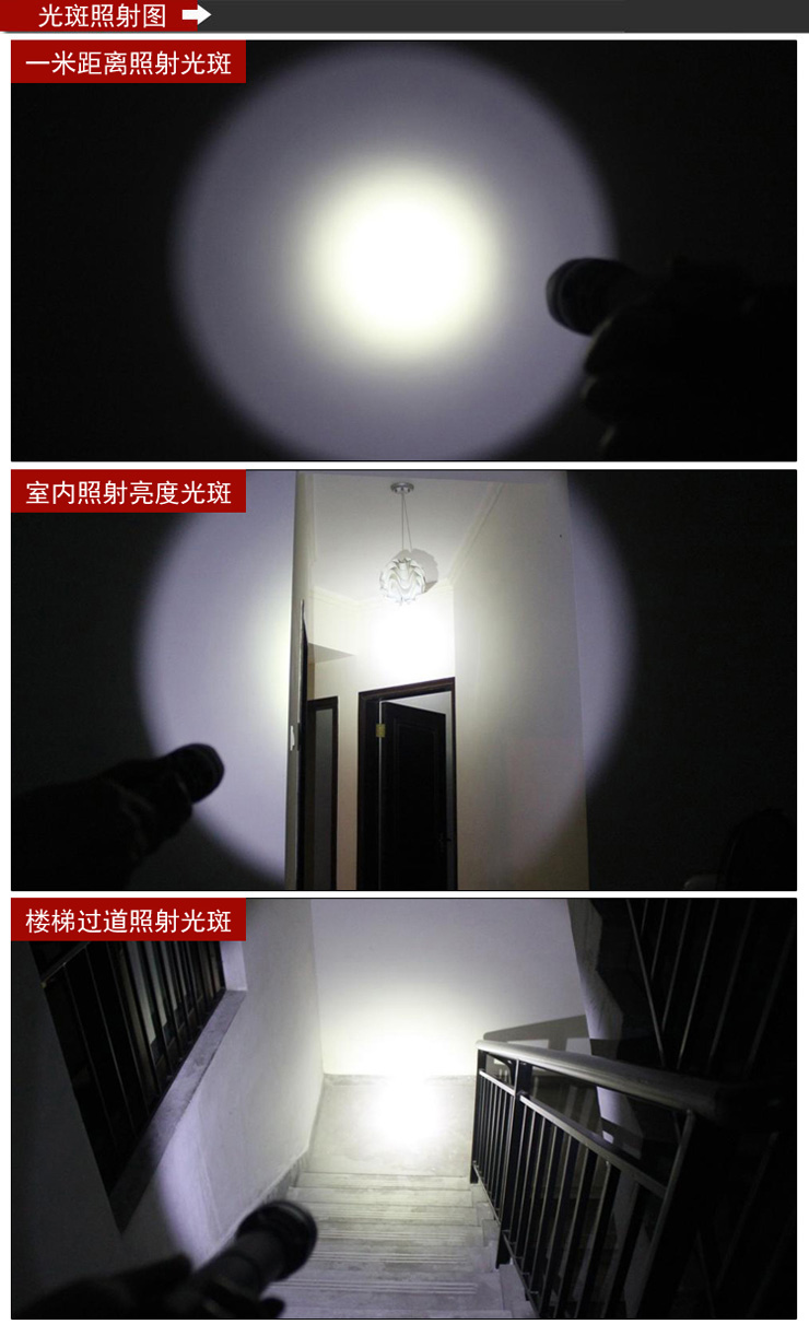 亚马逊应急灯照明LED强光手电筒充电远射防水家用消防手电A16