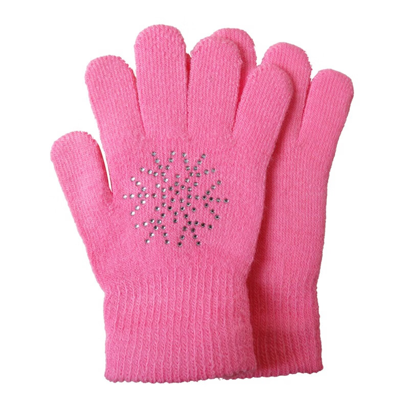 liuhuo滑冰服花样滑冰手套儿童专用防滑手套成人女防滑胶点烫钻手套