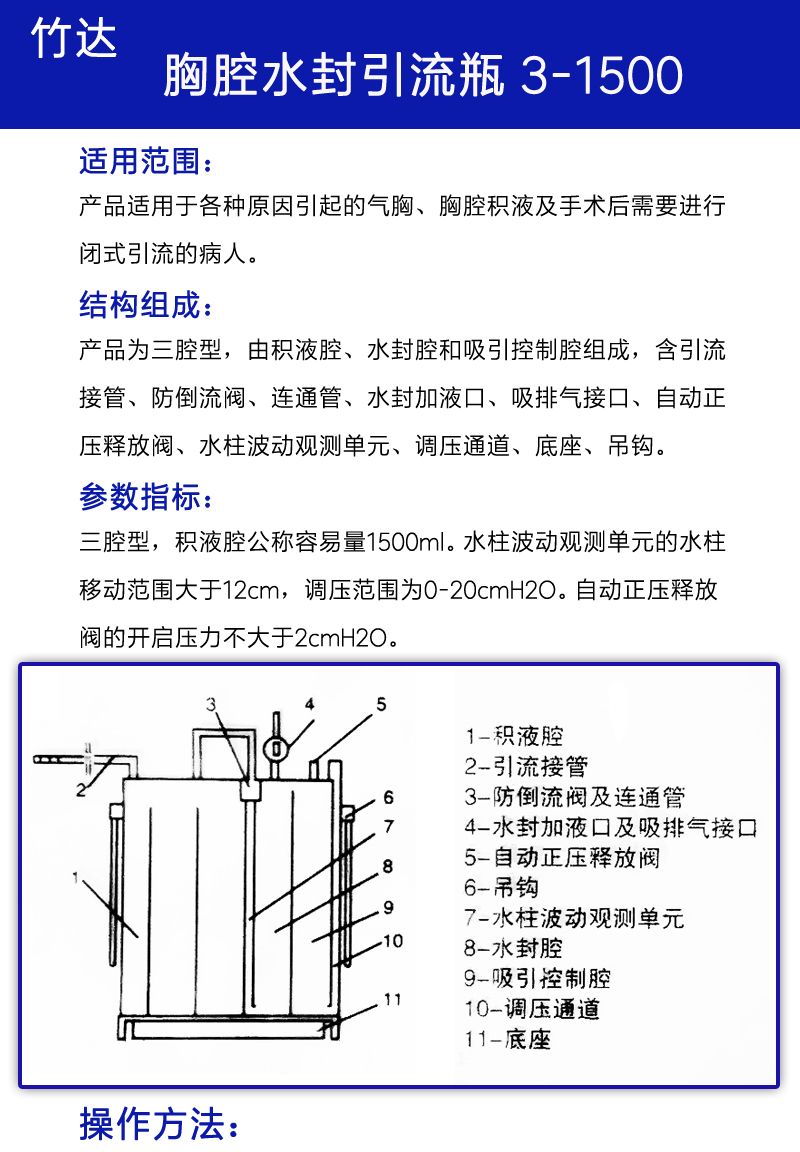 三腔水封瓶图片说明书图片