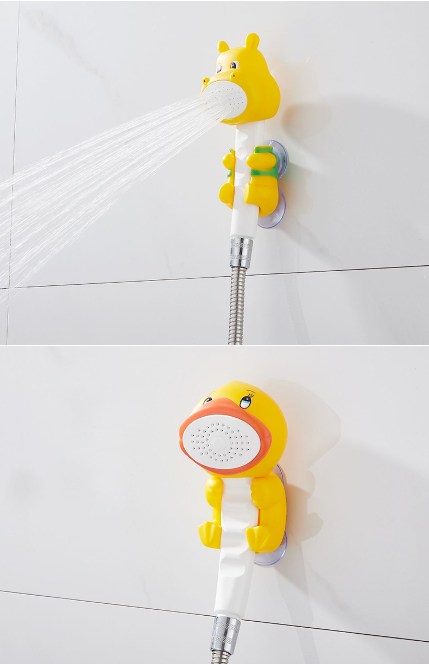 儿童洗澡花洒喷头淋浴套装卡通孩手持彩色婴儿外接宝宝洗头神器 奶牛