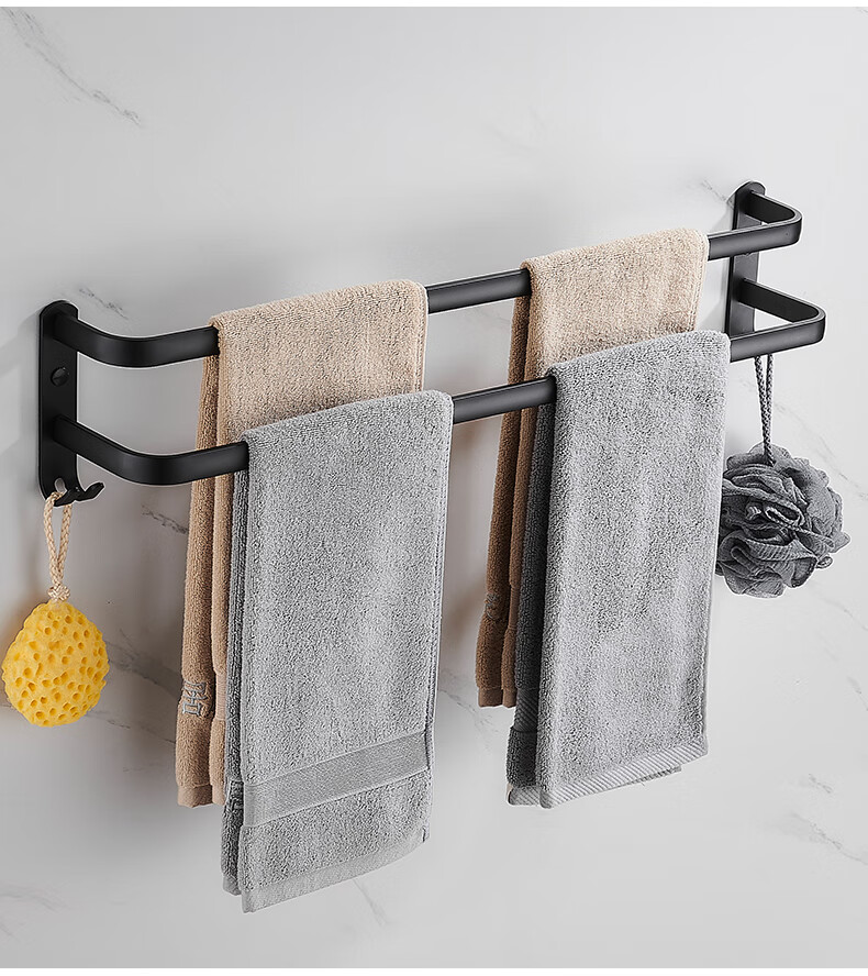 美国贝尔希(besy) 免打孔毛巾架太空铝卫生间免钉毛巾架浴巾架浴室