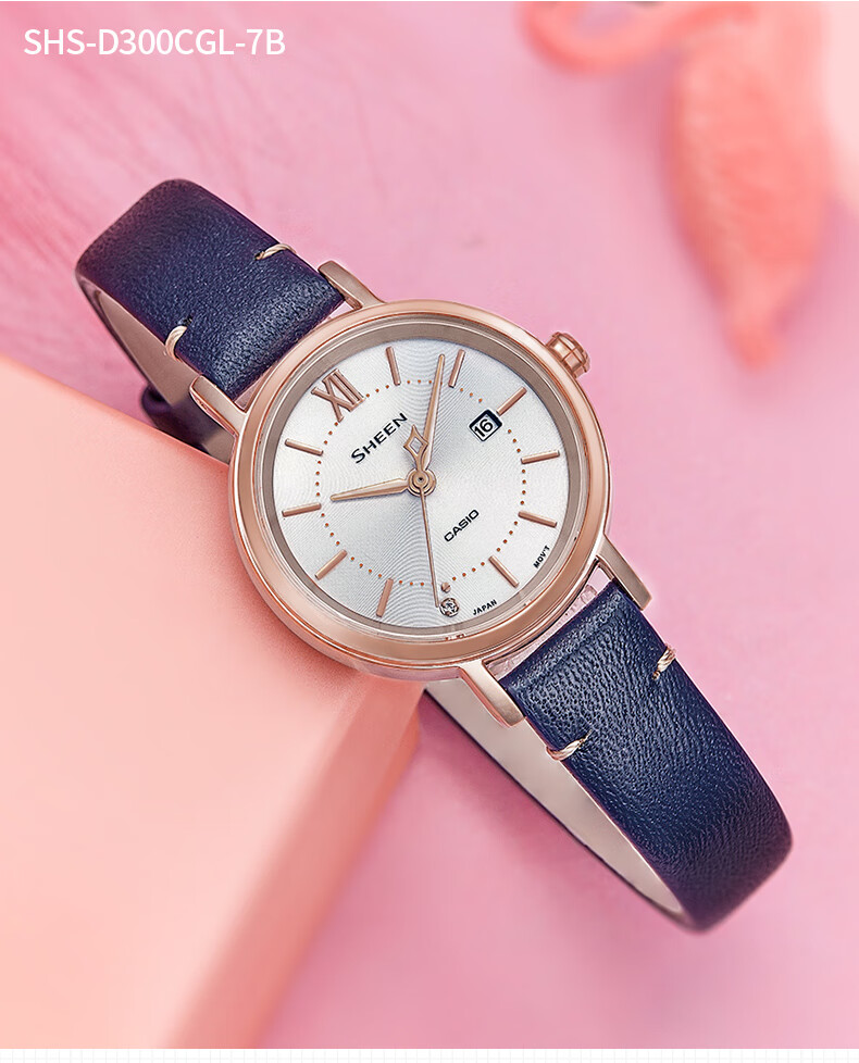 卡西欧(casio) 【七夕礼物】手表女sheen日韩表蓝宝石镜面商务优雅