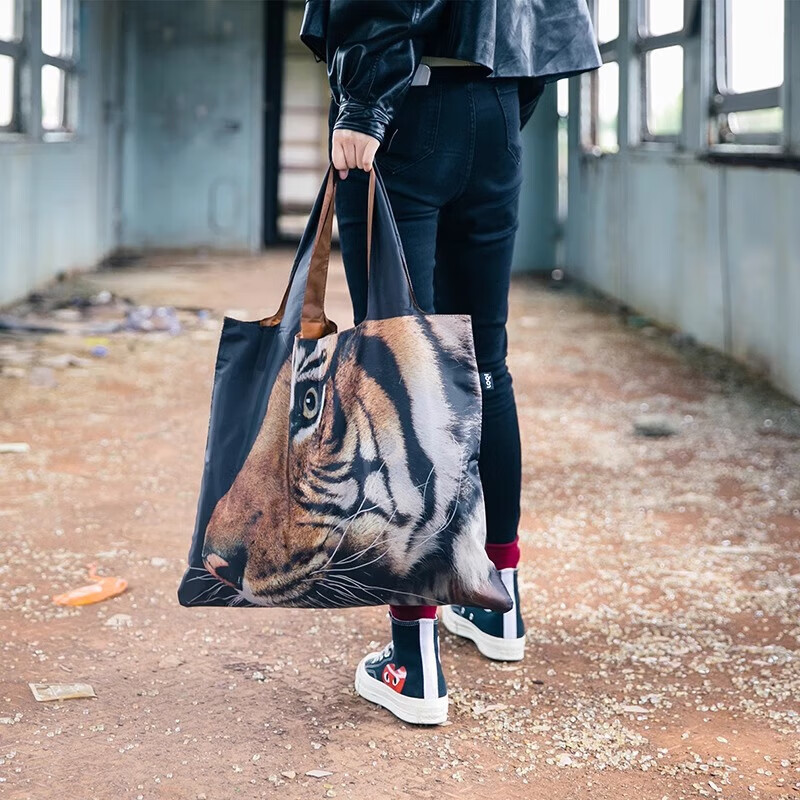 LOQI National Geographic Co-Branded Animal Pattern Lightweight Foldable Eco-Friendly Large Shopping Bag Shoulder Bag 50*42cm 5