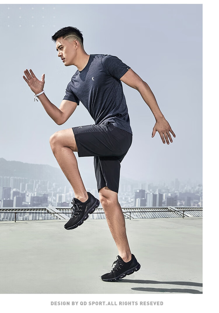 乔丹短袖恤男装圆领运动t恤男健身打底上衣速干功能t恤xhs2371267黑灰