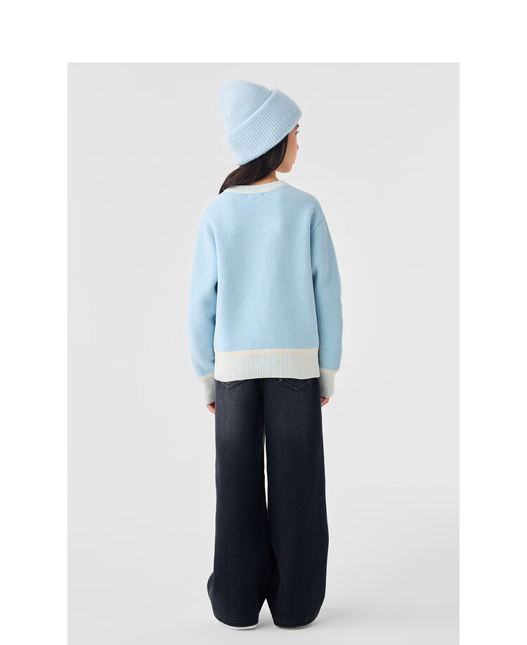 Balabala Kids Pullover Sweater Autumn Winter Crew Neck Colorblock Knitwear Trend 24103021 3
