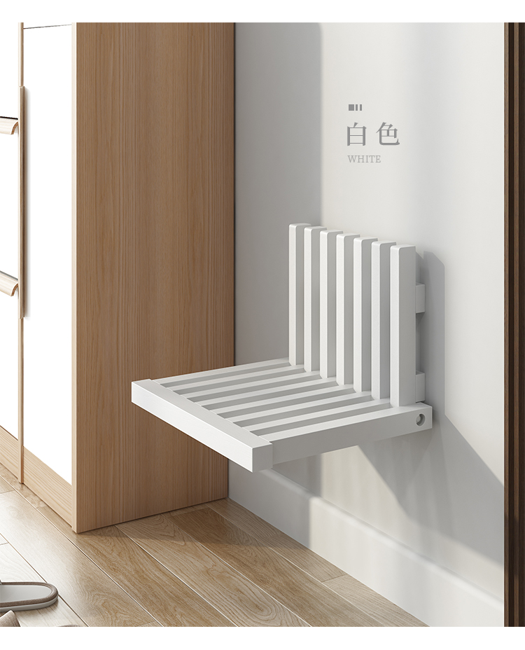 折叠挂墙穿鞋凳实木小凳子家用门口鞋柜折叠椅浴室凳 折叠凳-胡桃色