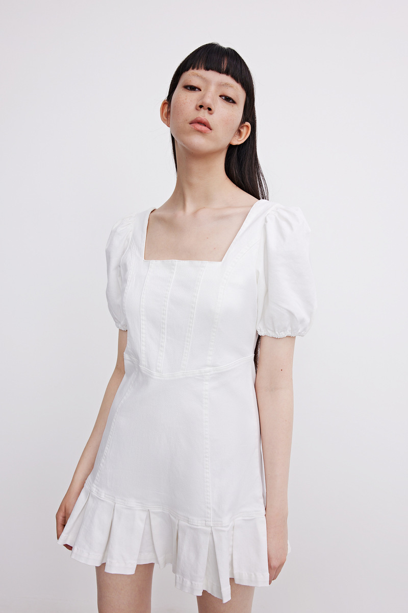 ur2021春夏新品女装文艺小清新方领泡泡袖宝藏连衣裙yl22rbge2000 本