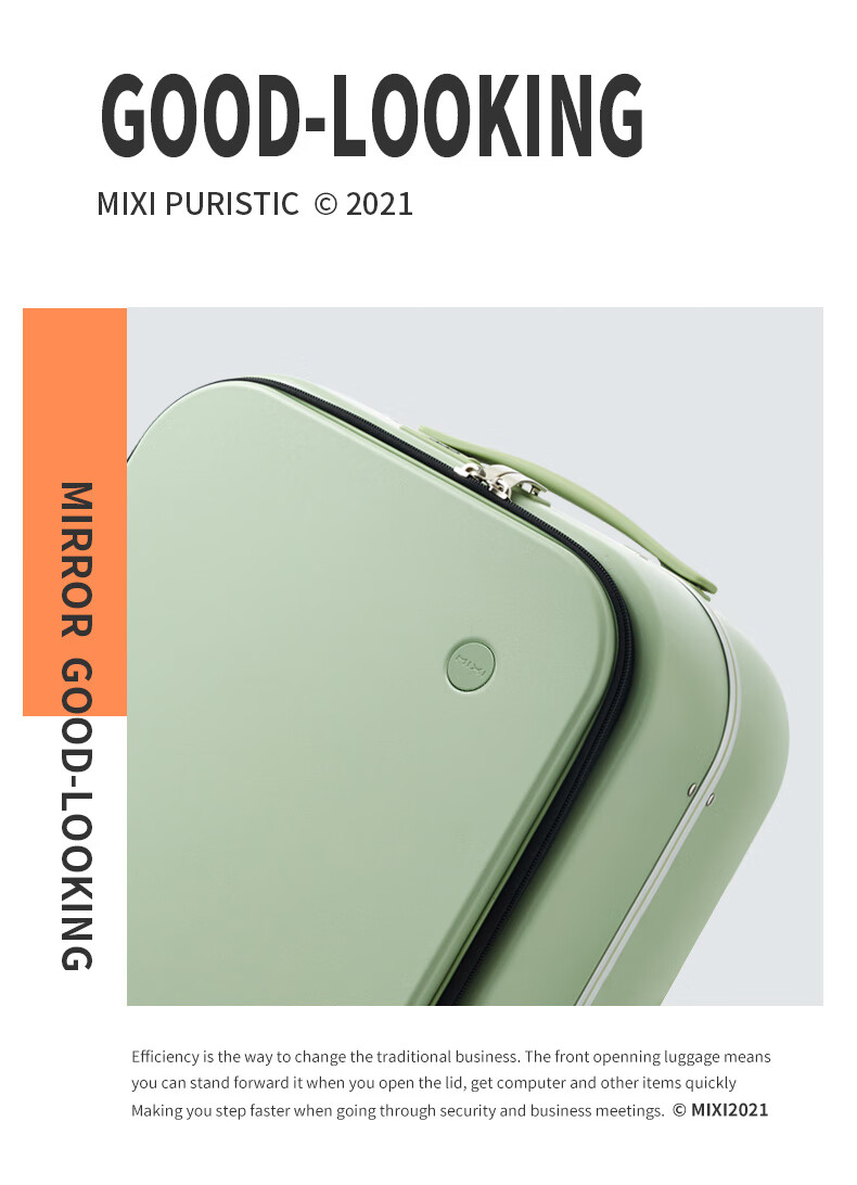 Mixi Front-Opening Aluminum Frame Suitcase, Trolley Case with Password Lock, Large Capacity Luggage for Travel, Carry-On Suitcase for Me 20