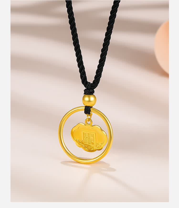 【周六福黄金吊坠】周六福珠宝 足金999黄金吊坠 天赐鸿福 金珠圆环福