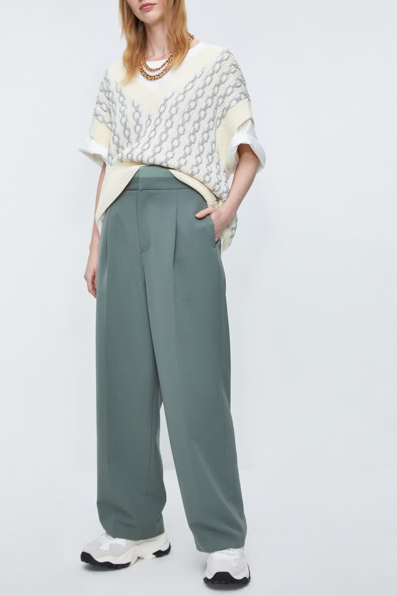 ur2021夏季新品女装简约合身直筒版型休闲长裤wj08s6gn2000 雾霾绿 l