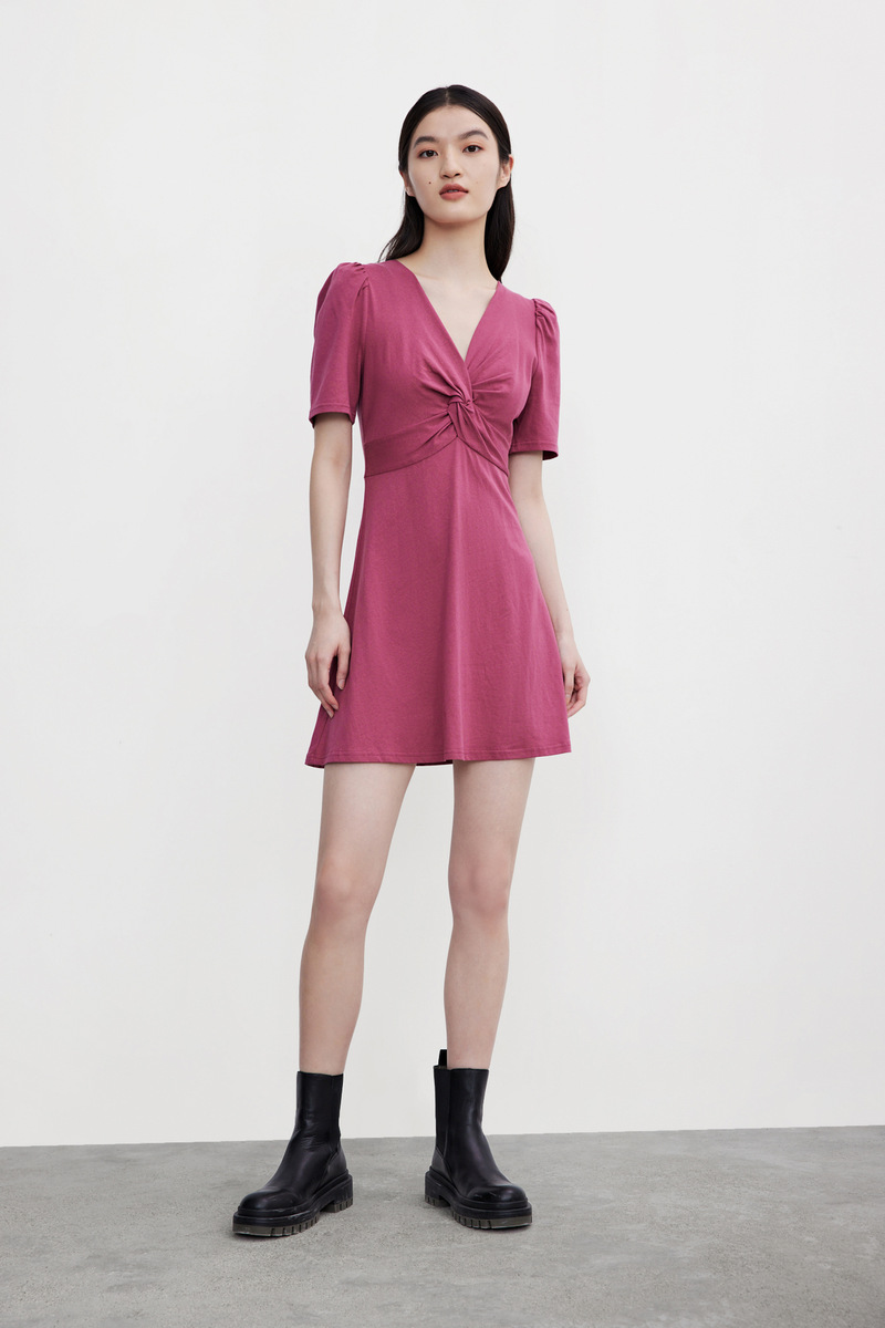 ur2021新品秋季女装休闲气质扭结薄款宝藏连衣裙wl30r7ae2000 蓝色 l