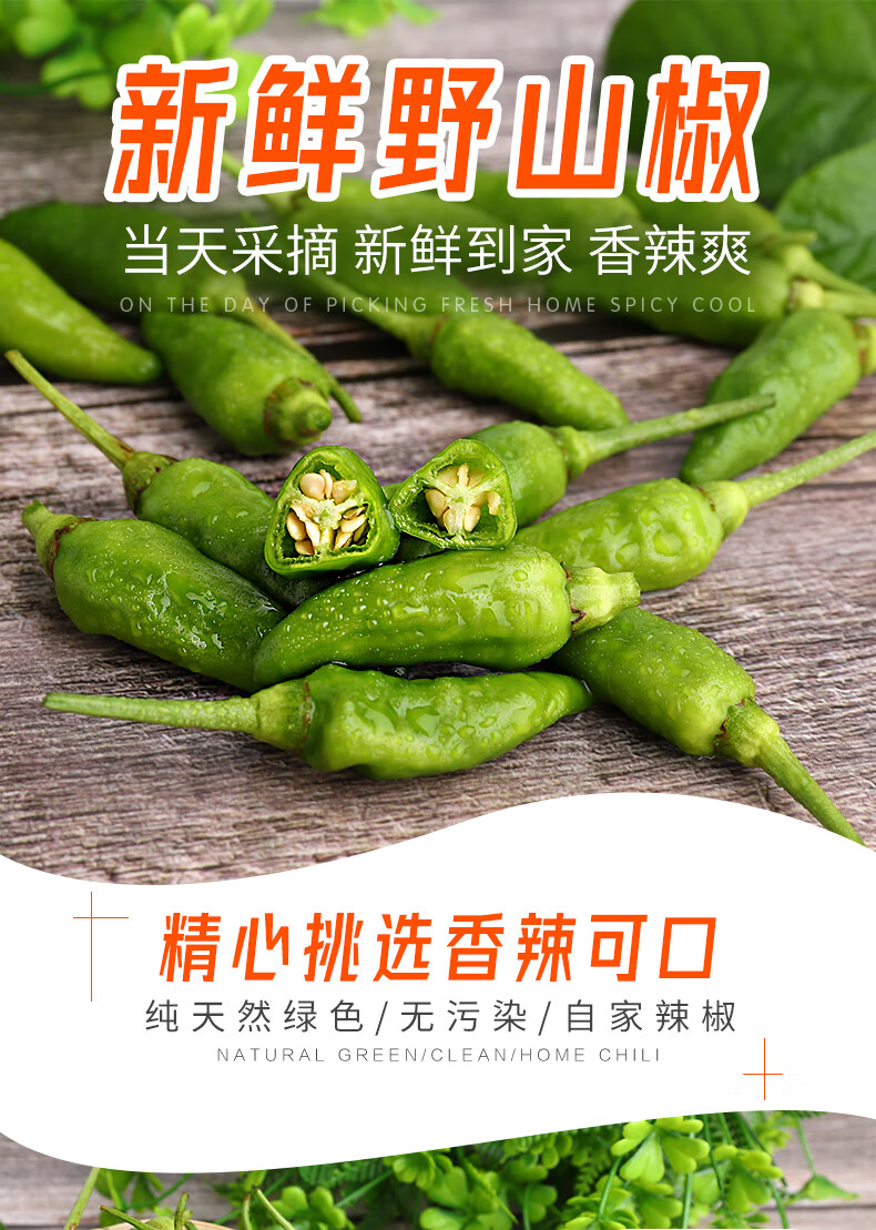寻味君 广西野山椒 小米辣农家青椒朝天椒 泡椒辣椒 新鲜蔬菜 3斤装
