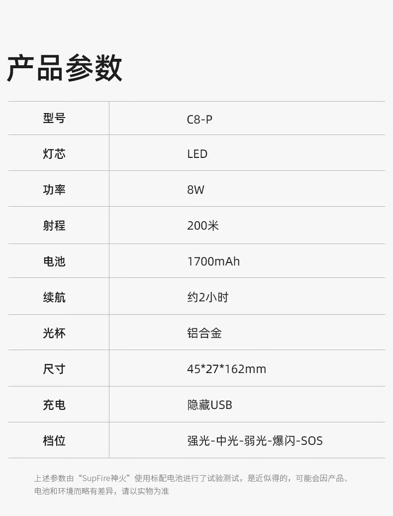 SupFire / Superfire C8 Series High-Power Flashlight; C8-P 6