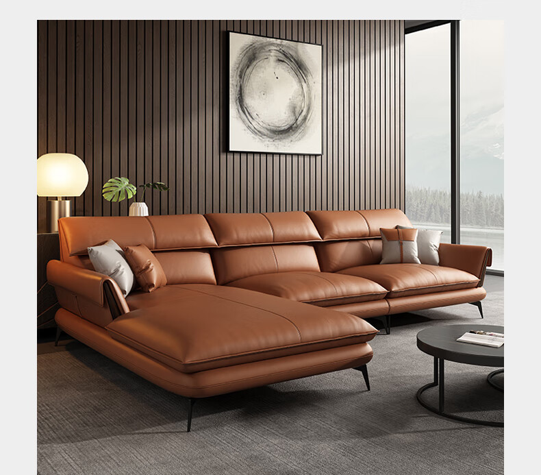良居良友真皮沙发意式现代简约头层真皮中小户型转角直排沙发客厅沙发