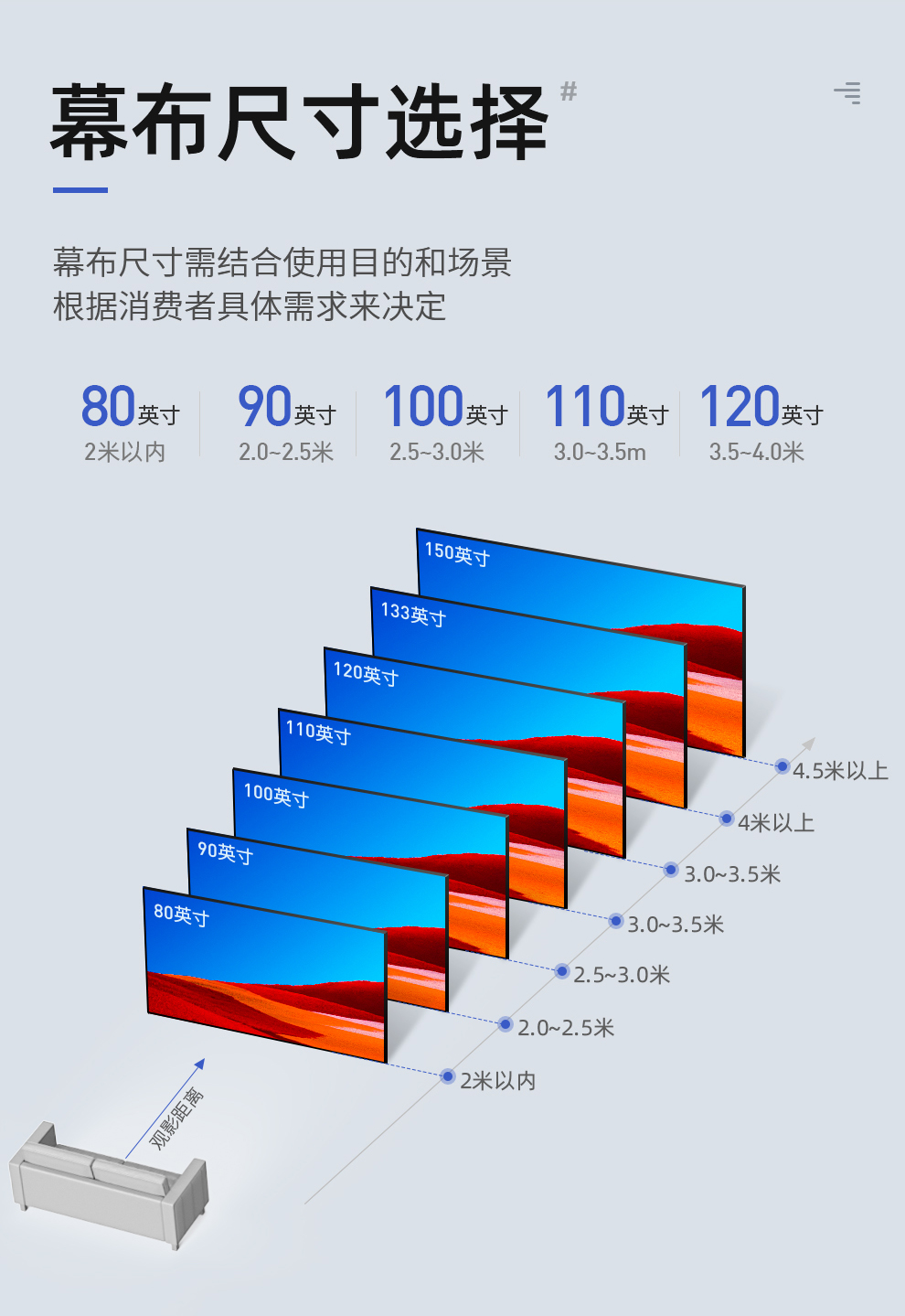 画框投影幕布家用超短焦中长焦壁挂抗光幕100/120英寸高清投影仪幕布