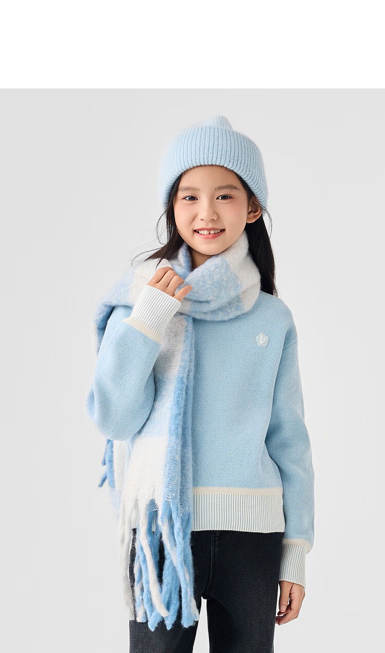 Balabala Kids Pullover Sweater Autumn Winter Crew Neck Colorblock Knitwear Trend 24103021 4