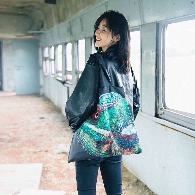 LOQI National Geographic Co-Branded Animal Pattern Lightweight Foldable Eco-Friendly Large Shopping Bag Shoulder Bag 50*42cm 11