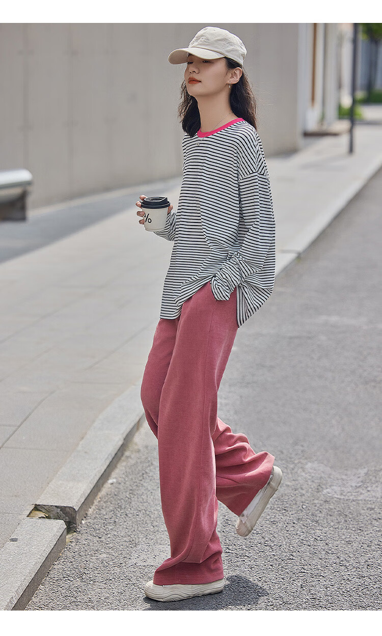 Dme Hollow Design Side Zipper One-Button Sensual Straight-Leg Casual Pants for Women, Bean Paste Pink, L 10