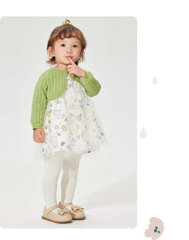 Balabala Kids Baby Girls Outfit Infant Dress Knitwear Two-Piece Set Artistic Sweet Lively Cute 8