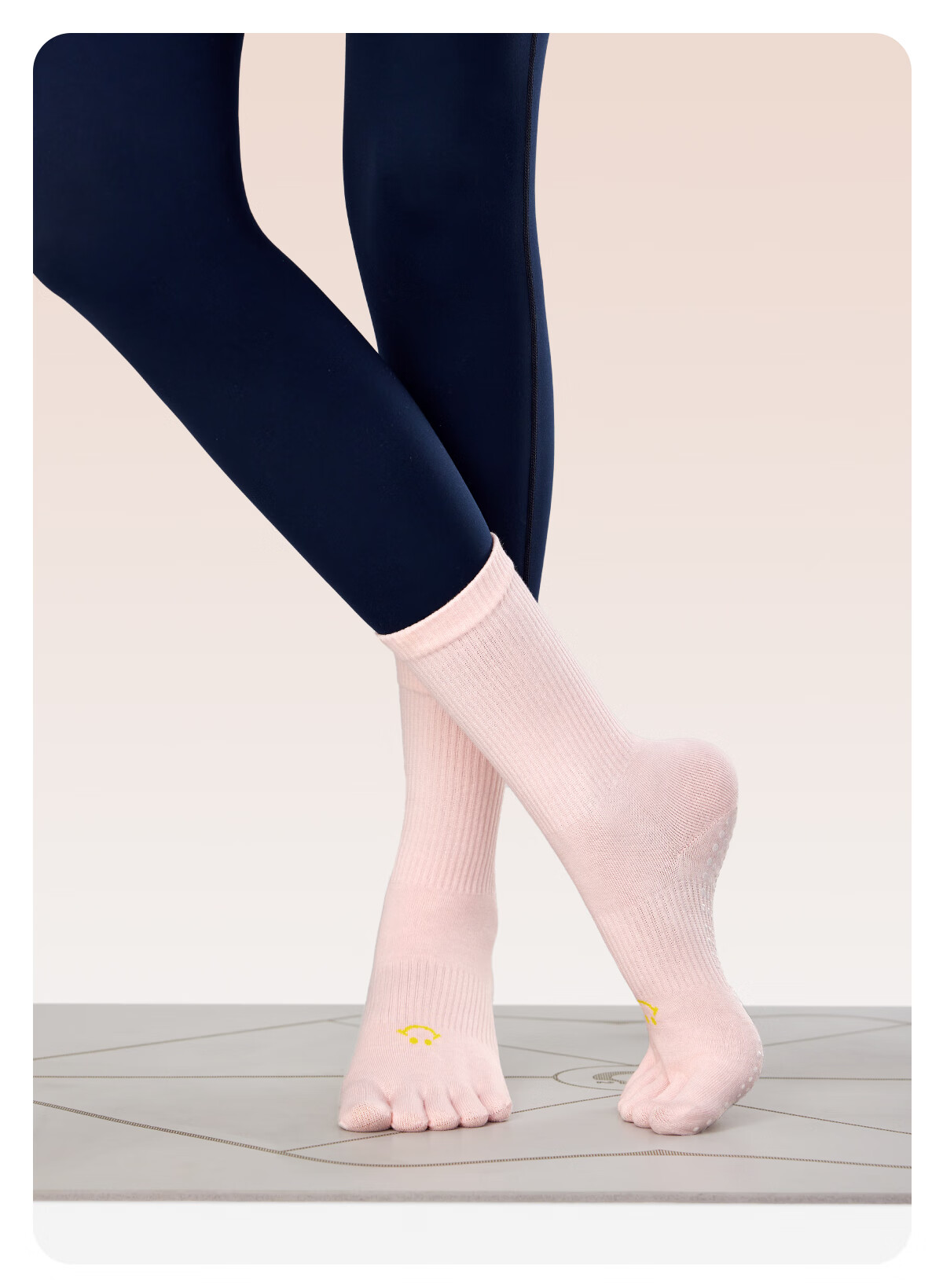 Yottoy Women's Yoga Socks Professional Pilates Non-Slip Mid-Calf Summer Thin Five-Toe Socks Meteorite Gray S 11