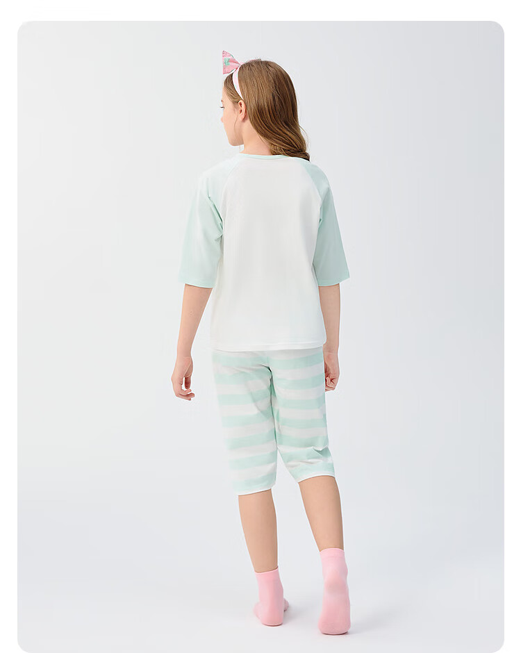 BALABALA Children's Pajama Set, Summer Air Conditioning Wear, Boys And Girls Home Wear, Big Kids Pure Cotton Baby Top And Sleep Pants 9