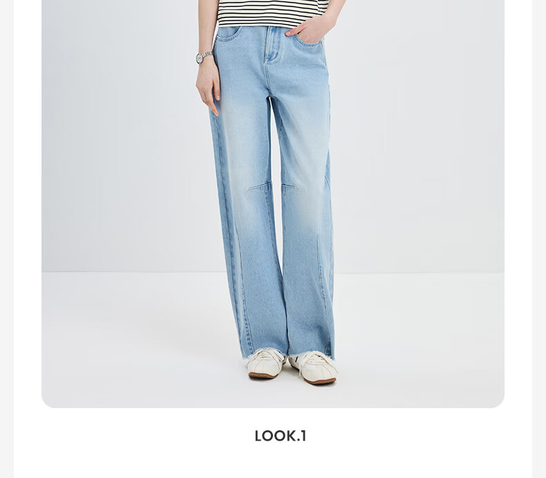 Navigare Italian Small Sailboat Women's Retro Denim Jeans, Versatile Slimming Banana Pants 2312575518, Water Blue, M 7