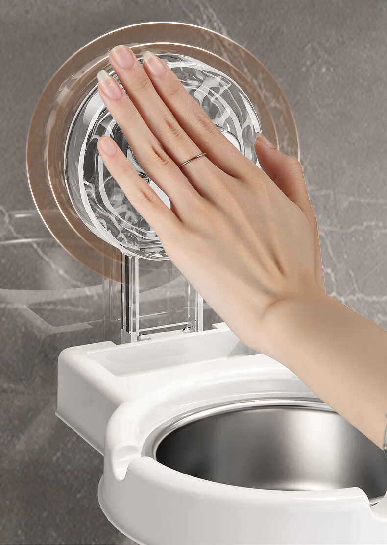 Hearing Time Suction Cup Ashtray Storage Rack Bathroom Wall-Mounted Ashtray No Drilling Stainless Steel Removable Washable White 1