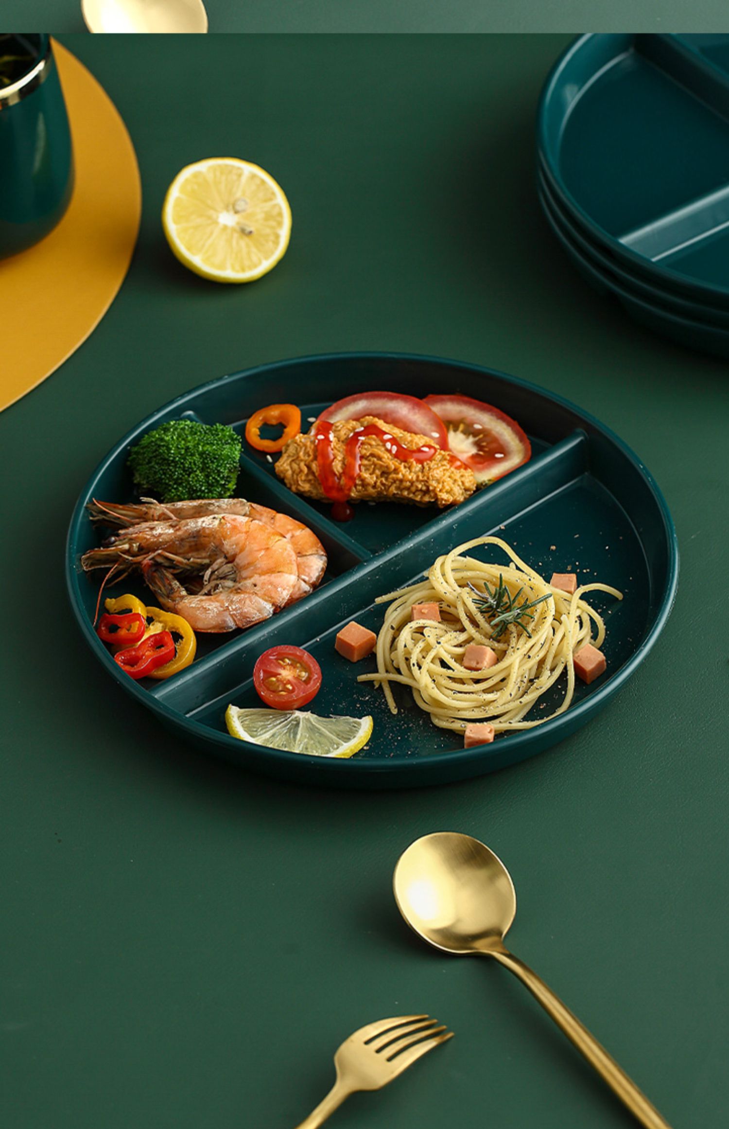 减脂餐盘分格分餐盘盘子分隔餐定量盘211家用大人 (大号款)三格餐盘