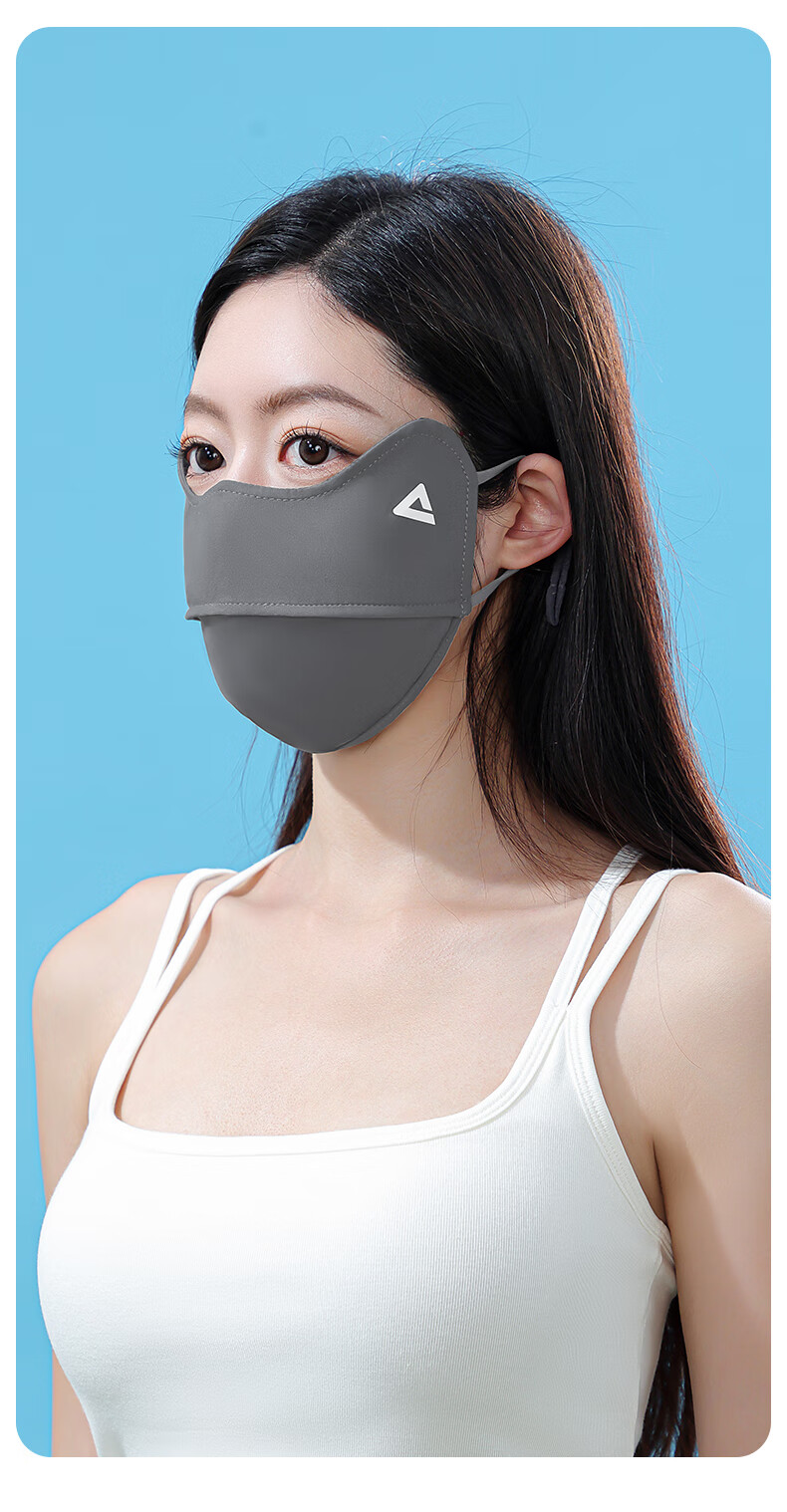 PEAK Sun Protection Mask Unisex Ice Silk UV Shield Lightweight Breathable Eye Protection Stone Gray 11