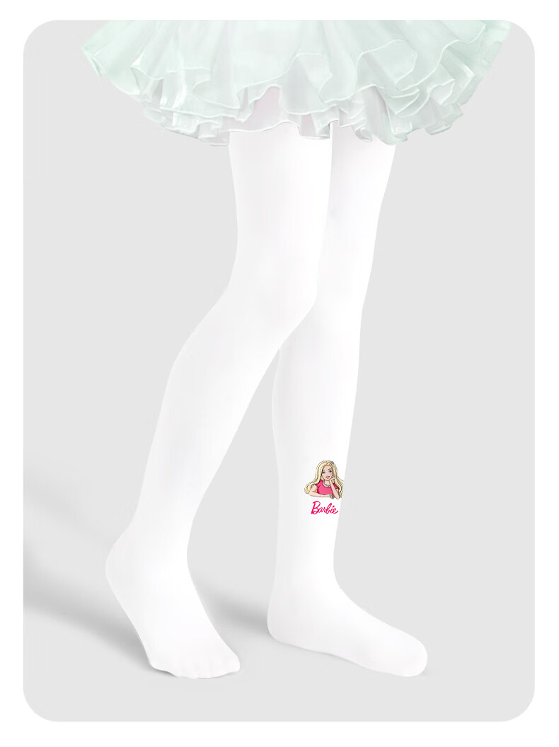 Barbie Girls' Spring and Autumn Thin Tights Children's Long Socks Baby White Stockings Girls' Leggings Practice Dance Socks 8