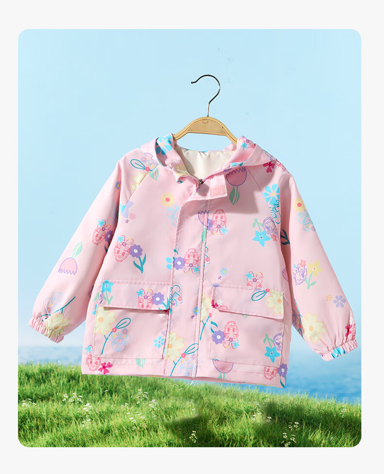 Disney Girls' Autumn Cartoon 3-in-1 Windproof Warm Durable Hooded Jacket Pink 120 14