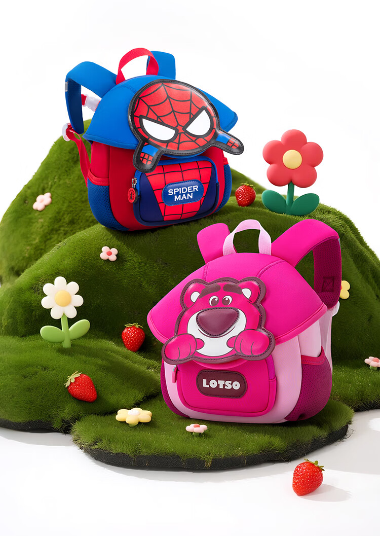 Disney Backpack, Kindergarten Strawberry Bear, Ultra-Light Travel, Anti-Lost, Cute Little Backpack with Gift Box, Children's Mushroom Bag 5