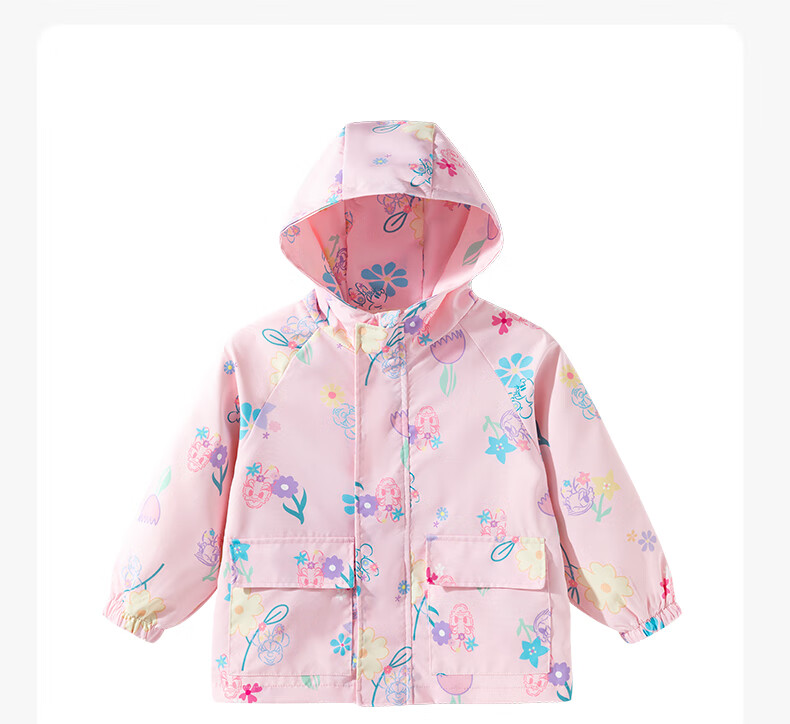 Disney Girls' Autumn Cartoon 3-in-1 Windproof Warm Durable Hooded Jacket Pink 120 16