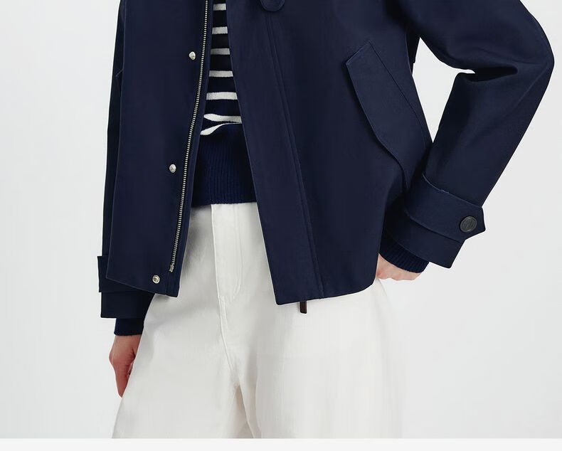Navy Sail Italy Women's Short Workwear Trench Coat Full Cotton Barn Style Jacket 2331505501 White M 1
