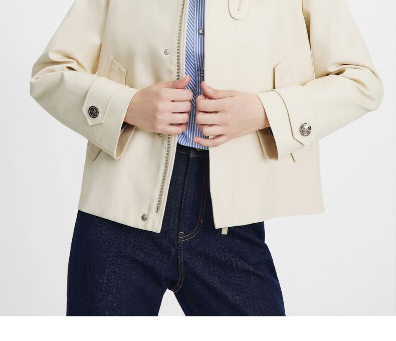 Navy Sail Italy Women's Short Workwear Trench Coat Full Cotton Barn Style Jacket 2331505501 White M 26