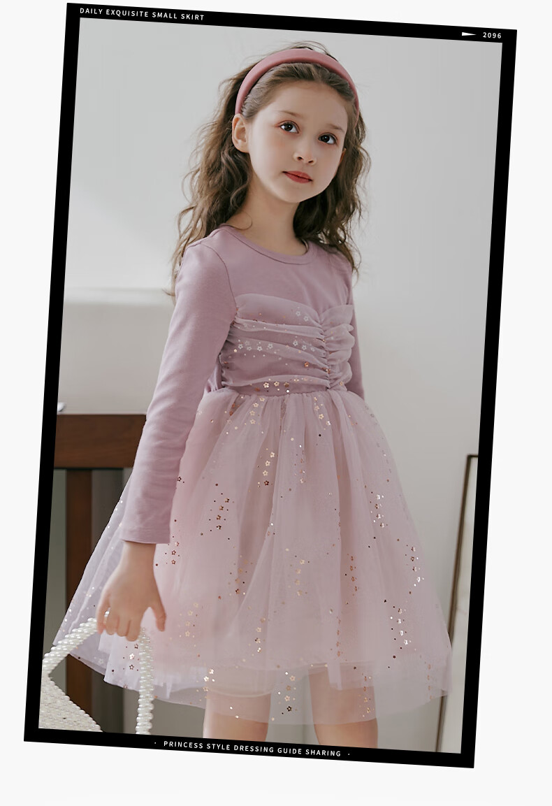 Fulomi Girls' Dress Spring Autumn Sweet Sequin Mesh Princess Dress Puff Knit Dress Black 140 1