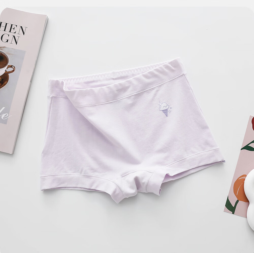 Yilanfan Women's Cotton Antibacterial Mid-Waist Boyshorts Four-Point Underwear for Girls Students 19