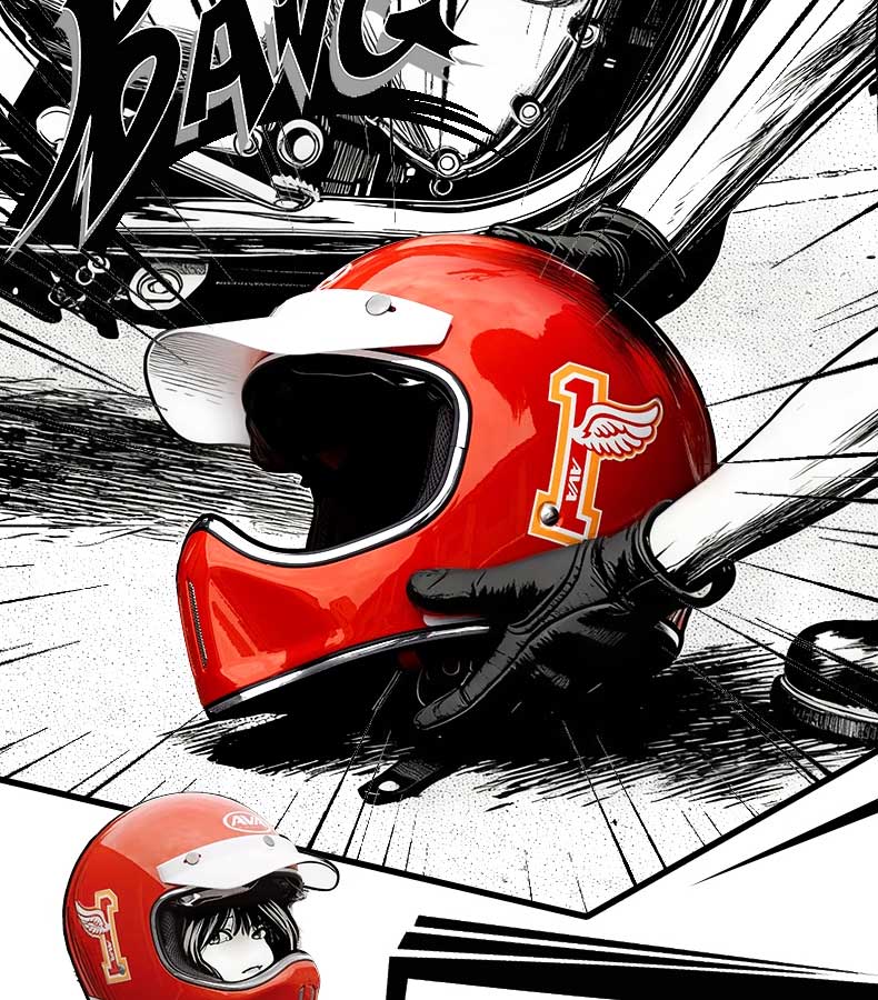 AVA Ranger Motorcycle Retro Full Face Cruiser Helmet Small Shell Off-Road Helmet Unisex Lake Silver M 7