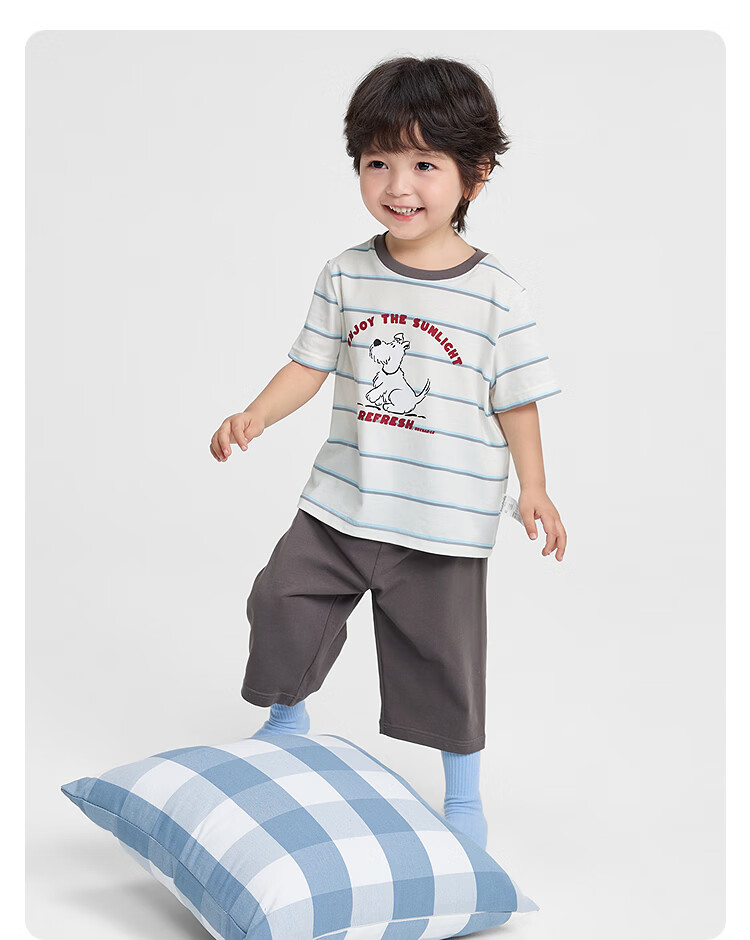 Balabala Kids Pajama Set Spring Summer Lightweight Air Conditioning Clothes Boys Girls Homewear Quick-Dry for Toddlers and Older Children 14
