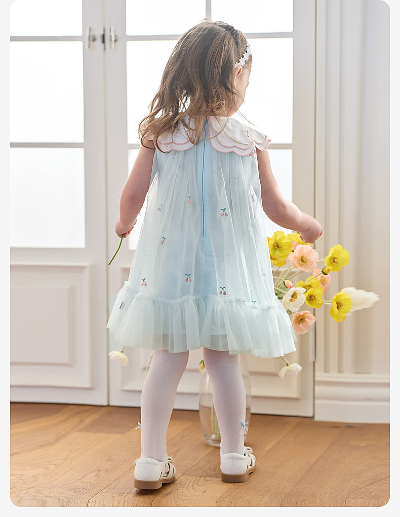 DAVE & BELLA Children's Mesh Dress Girls Stylish Princess Dress Baby Summer Dress 13