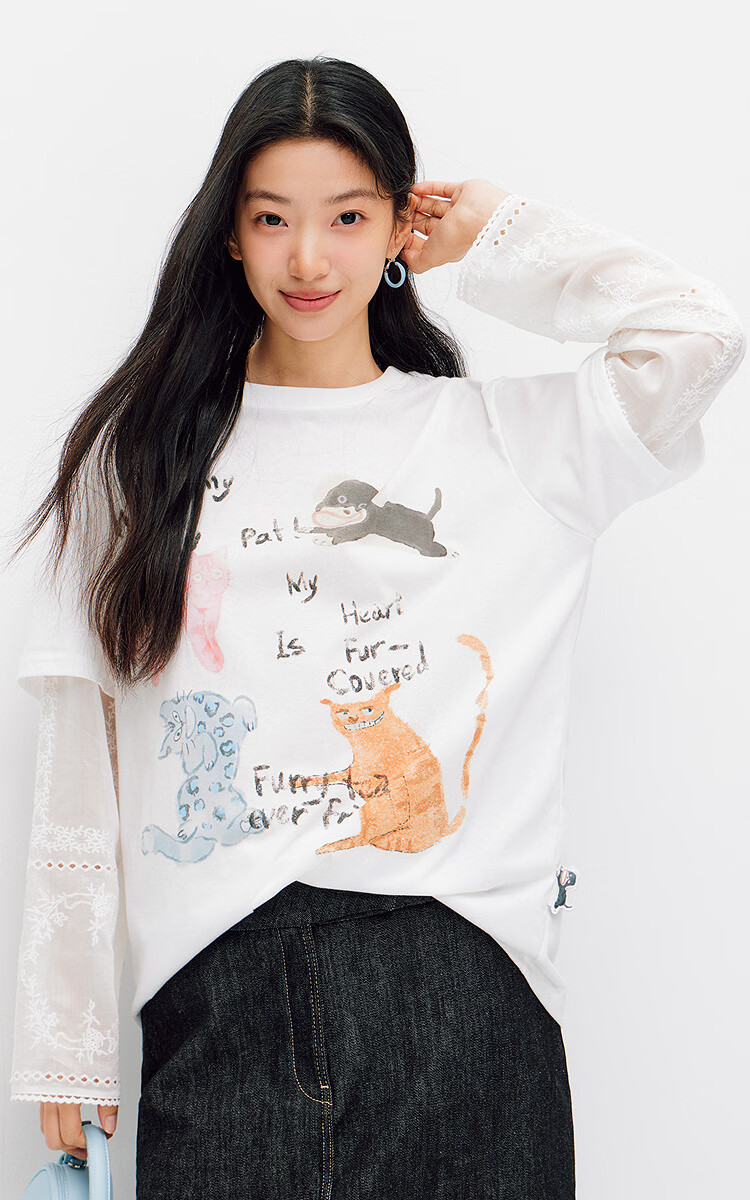 Semir Mall Edition | Women's Summer Long Sleeve T-Shirt Oversize Fake Two-Piece 2026 Unique Style 101326101001 2
