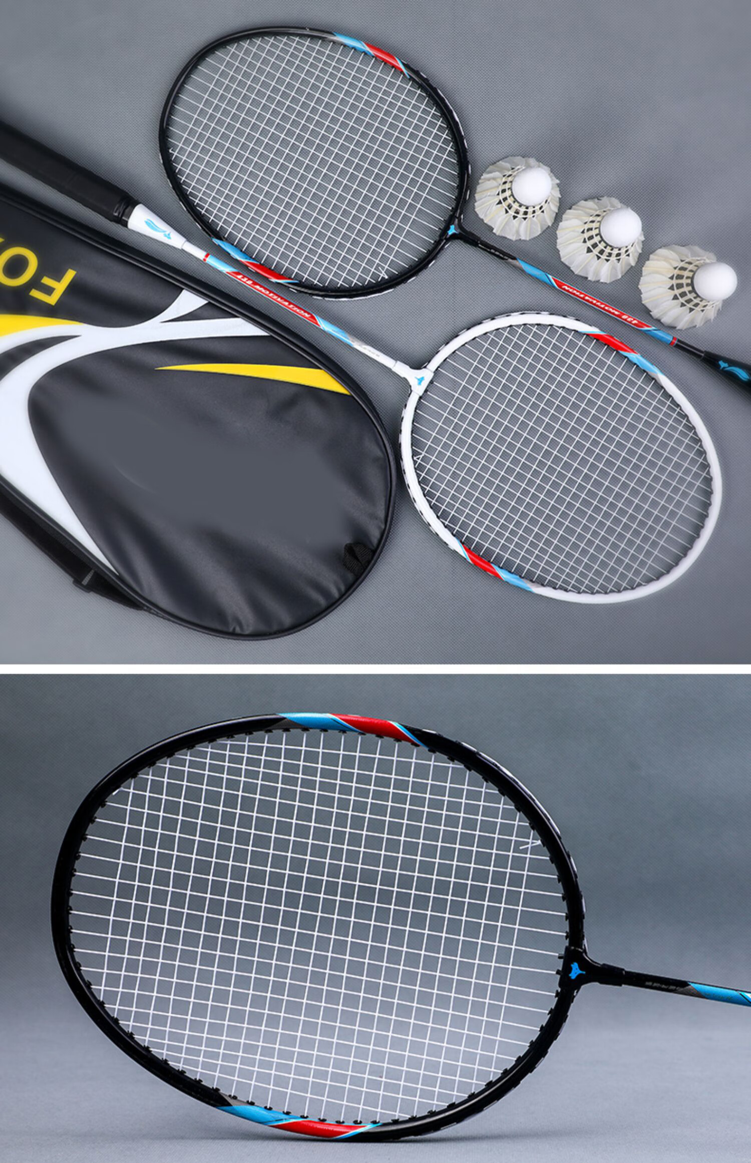 营乐 羽毛球拍男女耐用型儿童初学生套装耐打拍子套装tt9 410红蓝两只